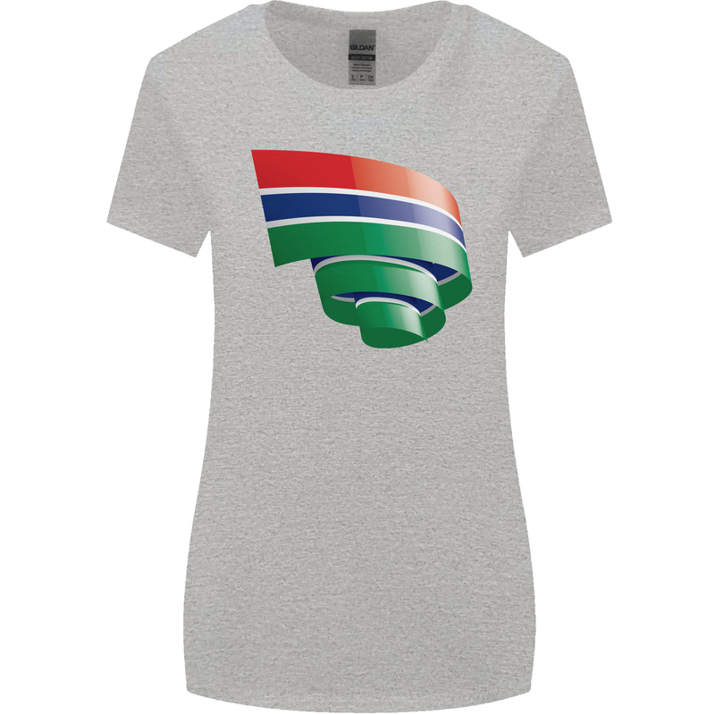 Curled Gambia Flag Gambian Day Football Womens Wider Cut T-Shirt Sports Grey