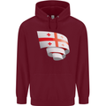 Curled Georgia Flag Georgian Day Football Childrens Kids Hoodie Maroon