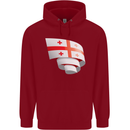 Curled Georgia Flag Georgian Day Football Childrens Kids Hoodie Red