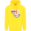 Curled Georgia Flag Georgian Day Football Childrens Kids Hoodie Yellow