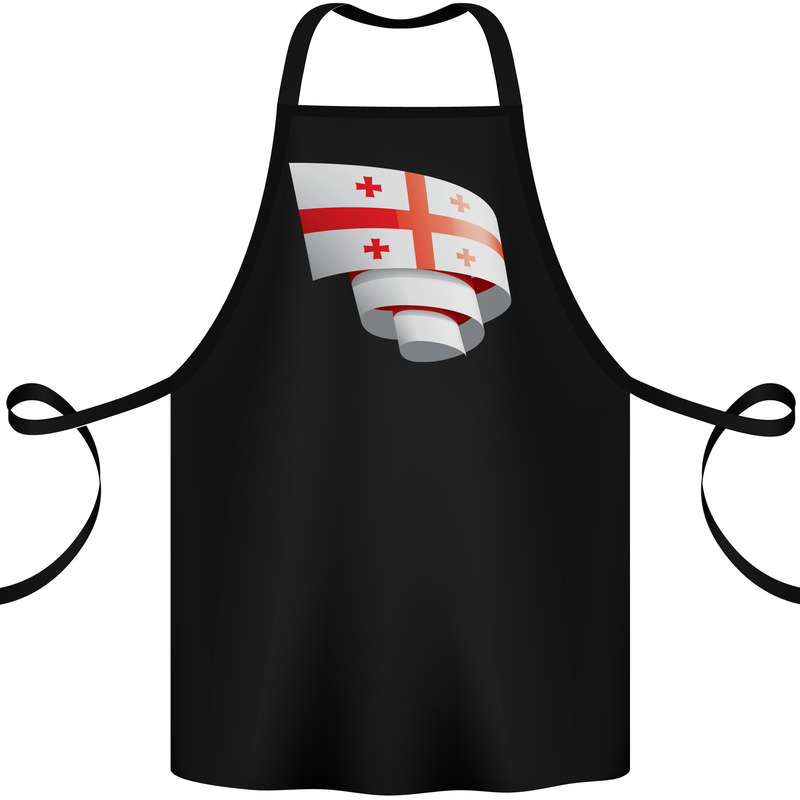 Curled Georgia Flag Georgian Day Football Cotton Apron 100% Organic Black