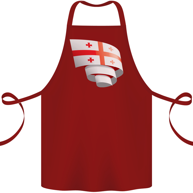 Curled Georgia Flag Georgian Day Football Cotton Apron 100% Organic Maroon