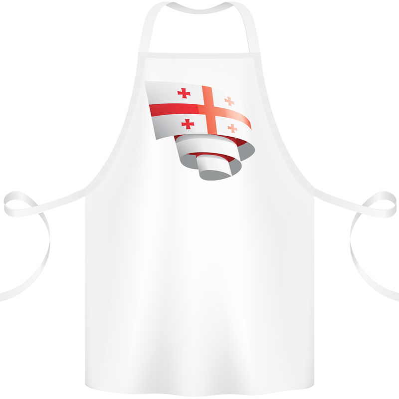 Curled Georgia Flag Georgian Day Football Cotton Apron 100% Organic White