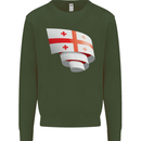 Curled Georgia Flag Georgian Day Football Kids Sweatshirt Jumper Forest Green