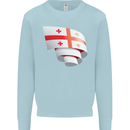 Curled Georgia Flag Georgian Day Football Kids Sweatshirt Jumper Light Blue