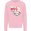 Curled Georgia Flag Georgian Day Football Kids Sweatshirt Jumper Light Pink