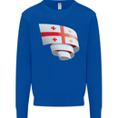 Curled Georgia Flag Georgian Day Football Kids Sweatshirt Jumper Royal Blue