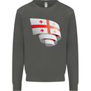 Curled Georgia Flag Georgian Day Football Kids Sweatshirt Jumper Storm Grey
