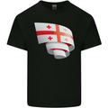 Curled Georgia Flag Georgian Day Football Kids T-Shirt Childrens Black