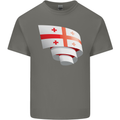 Curled Georgia Flag Georgian Day Football Kids T-Shirt Childrens Charcoal