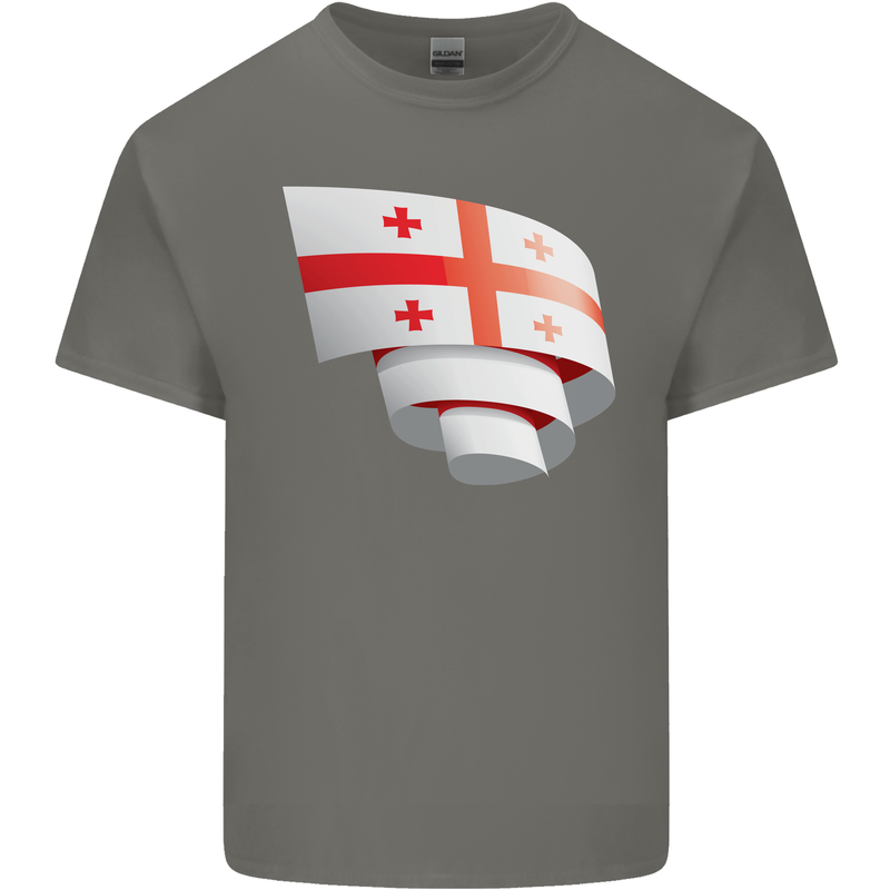 Curled Georgia Flag Georgian Day Football Kids T-Shirt Childrens Charcoal