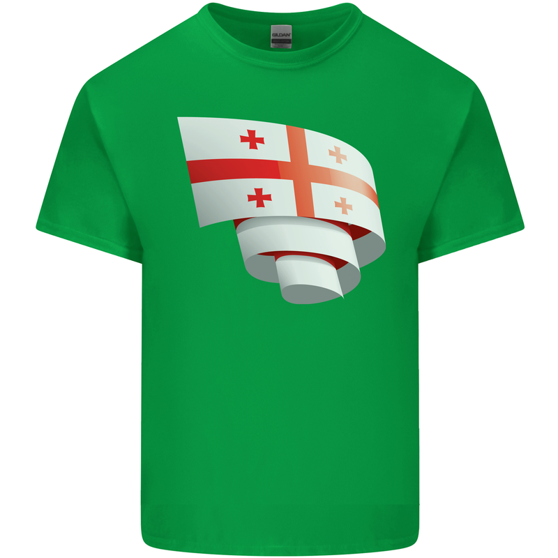 Curled Georgia Flag Georgian Day Football Kids T-Shirt Childrens Irish Green