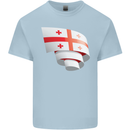 Curled Georgia Flag Georgian Day Football Kids T-Shirt Childrens Light Blue