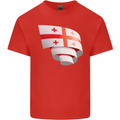 Curled Georgia Flag Georgian Day Football Kids T-Shirt Childrens Red