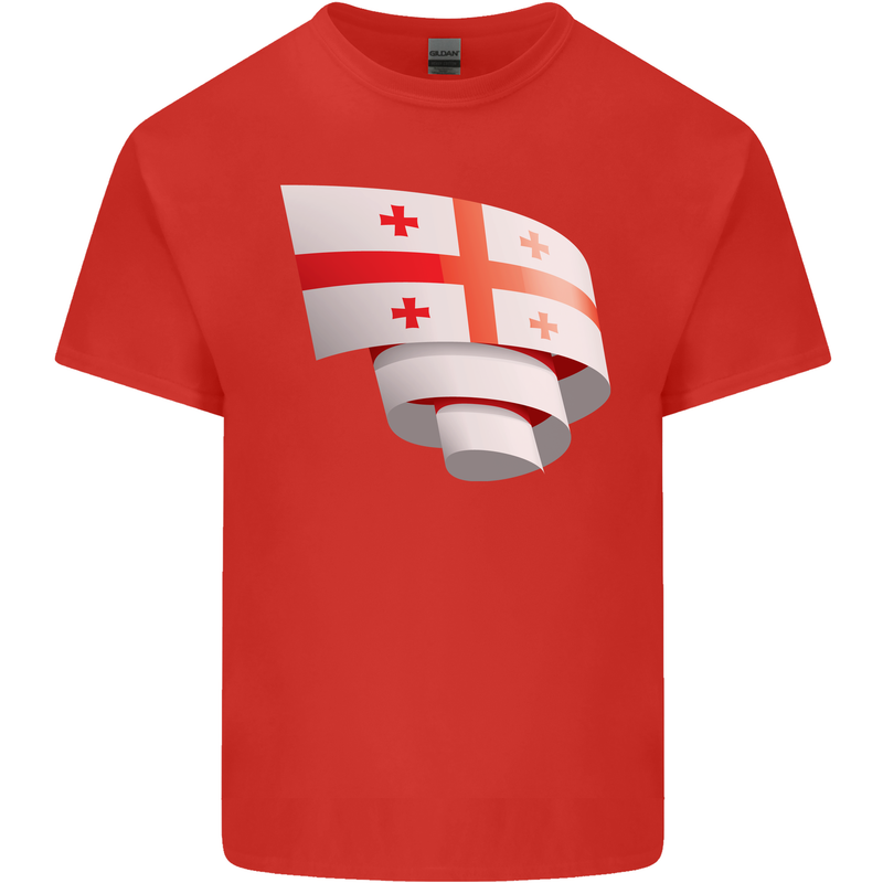 Curled Georgia Flag Georgian Day Football Kids T-Shirt Childrens Red