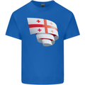 Curled Georgia Flag Georgian Day Football Kids T-Shirt Childrens Royal Blue