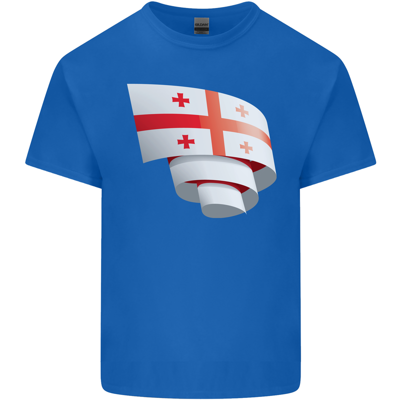 Curled Georgia Flag Georgian Day Football Kids T-Shirt Childrens Royal Blue