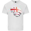 Curled Georgia Flag Georgian Day Football Kids T-Shirt Childrens White