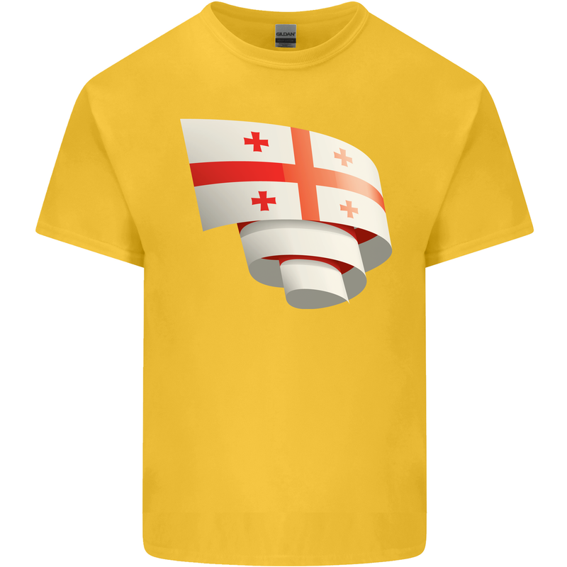 Curled Georgia Flag Georgian Day Football Kids T-Shirt Childrens Yellow