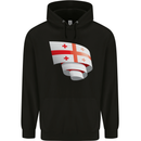 Curled Georgia Flag Georgian Day Football Mens 80% Cotton Hoodie Black