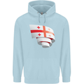 Curled Georgia Flag Georgian Day Football Mens 80% Cotton Hoodie Light Blue