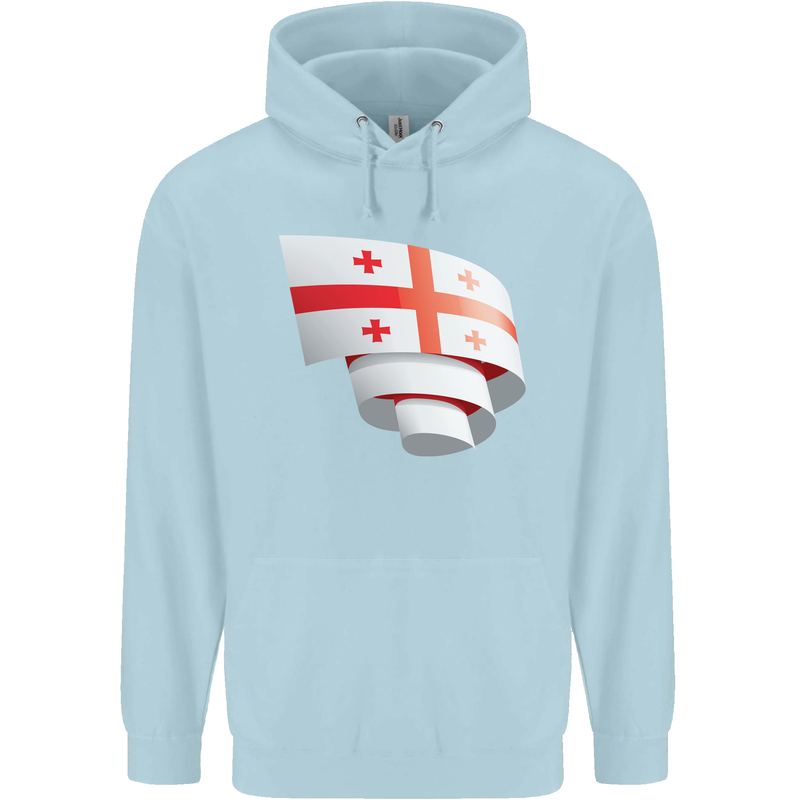 Curled Georgia Flag Georgian Day Football Mens 80% Cotton Hoodie Light Blue