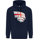 Curled Georgia Flag Georgian Day Football Mens 80% Cotton Hoodie Navy Blue