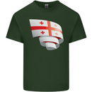 Curled Georgia Flag Georgian Day Football Mens Cotton T-Shirt Tee Top Forest Green