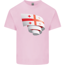 Curled Georgia Flag Georgian Day Football Mens Cotton T-Shirt Tee Top Light Pink