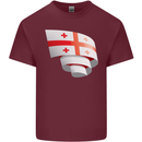 Curled Georgia Flag Georgian Day Football Mens Cotton T-Shirt Tee Top Maroon