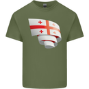 Curled Georgia Flag Georgian Day Football Mens Cotton T-Shirt Tee Top Military Green