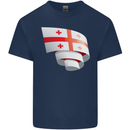 Curled Georgia Flag Georgian Day Football Mens Cotton T-Shirt Tee Top Navy Blue