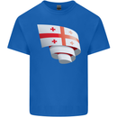 Curled Georgia Flag Georgian Day Football Mens Cotton T-Shirt Tee Top Royal Blue
