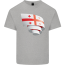 Curled Georgia Flag Georgian Day Football Mens Cotton T-Shirt Tee Top Sports Grey