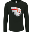 Curled Georgia Flag Georgian Day Football Mens Long Sleeve T-Shirt Black