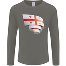 Curled Georgia Flag Georgian Day Football Mens Long Sleeve T-Shirt Charcoal