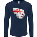 Curled Georgia Flag Georgian Day Football Mens Long Sleeve T-Shirt Navy Blue
