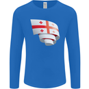 Curled Georgia Flag Georgian Day Football Mens Long Sleeve T-Shirt Royal Blue