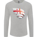 Curled Georgia Flag Georgian Day Football Mens Long Sleeve T-Shirt Sports Grey
