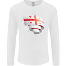 Curled Georgia Flag Georgian Day Football Mens Long Sleeve T-Shirt White
