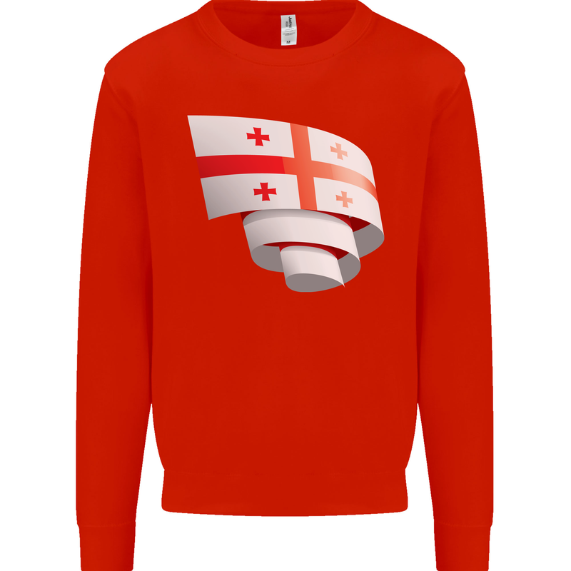 Curled Georgia Flag Georgian Day Football Mens Sweatshirt Jumper Bright Red