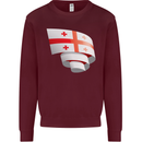 Curled Georgia Flag Georgian Day Football Mens Sweatshirt Jumper Maroon