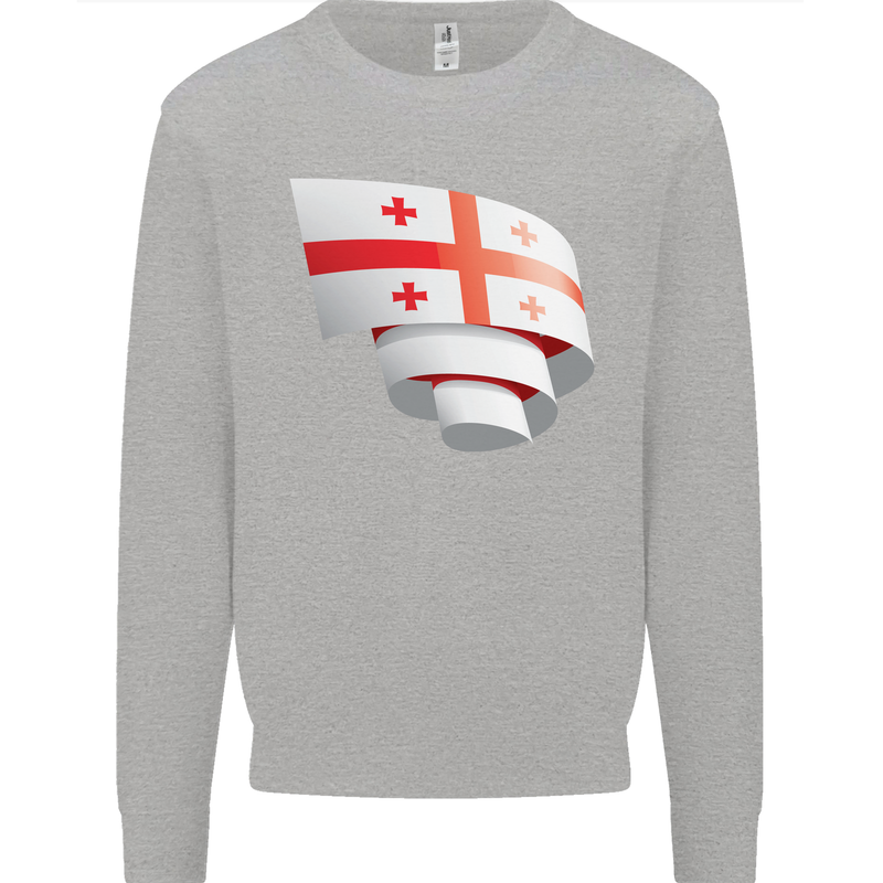 Curled Georgia Flag Georgian Day Football Mens Sweatshirt Jumper Sports Grey