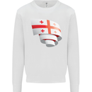 Curled Georgia Flag Georgian Day Football Mens Sweatshirt Jumper White