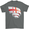 Curled Georgia Flag Georgian Day Football Mens T-Shirt 100% Cotton Charcoal