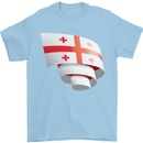 Curled Georgia Flag Georgian Day Football Mens T-Shirt 100% Cotton Light Blue