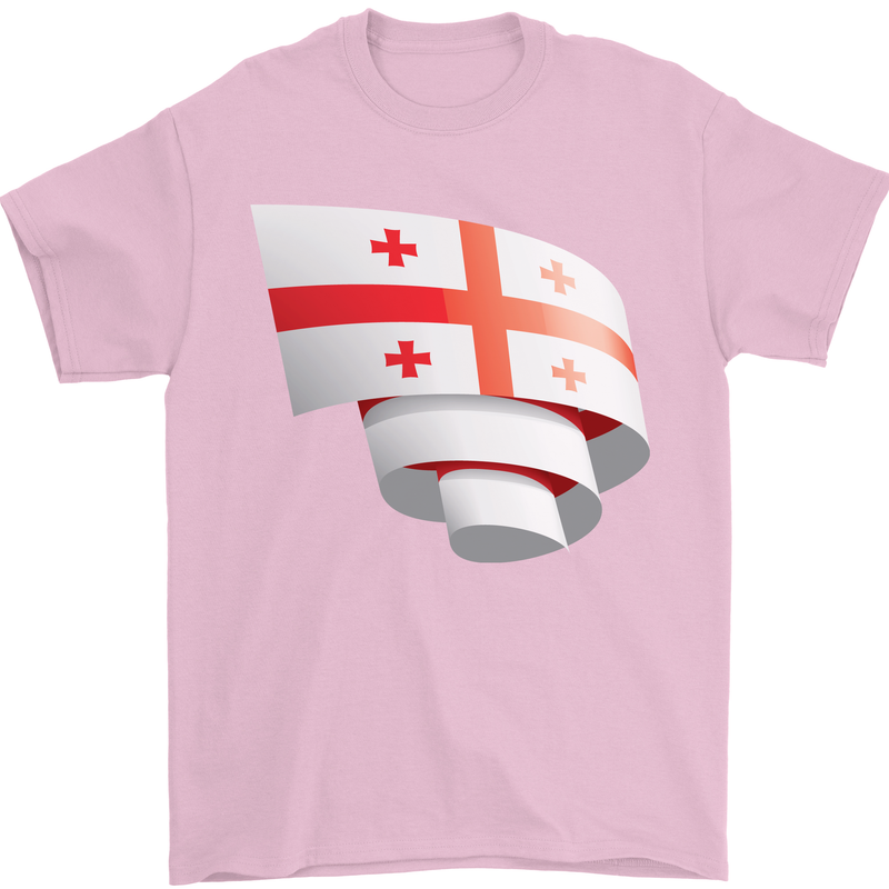 Curled Georgia Flag Georgian Day Football Mens T-Shirt 100% Cotton Light Pink
