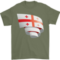 Curled Georgia Flag Georgian Day Football Mens T-Shirt 100% Cotton Military Green