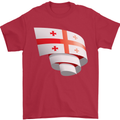 Curled Georgia Flag Georgian Day Football Mens T-Shirt 100% Cotton Red