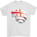 Curled Georgia Flag Georgian Day Football Mens T-Shirt 100% Cotton White